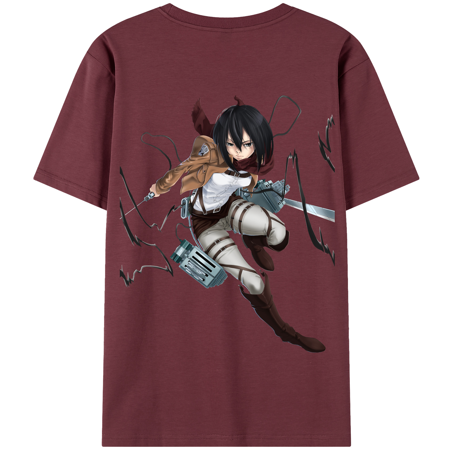 （画像用） 進撃の巨人 ミカサ·アッカーマン Attack on Titan Mikasa Ackerman 綿100％半袖Tシャツ（背面プリント）